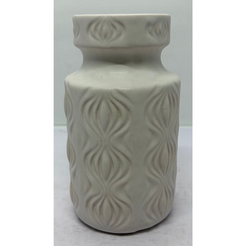 Scheurich Keramik West German 6” Onion Relief Vase MCM White Adler Style 285-15